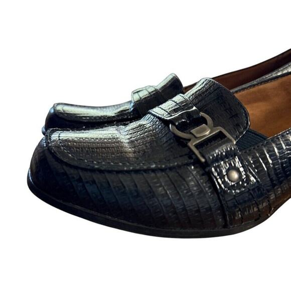 Naturalizer Benefit Womens Reptile Navy Block Heel Loafers Slip On Shoes 8.5 N - Picture 8 of 16